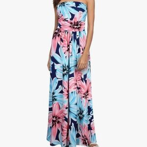 New Floral Strapless Dress